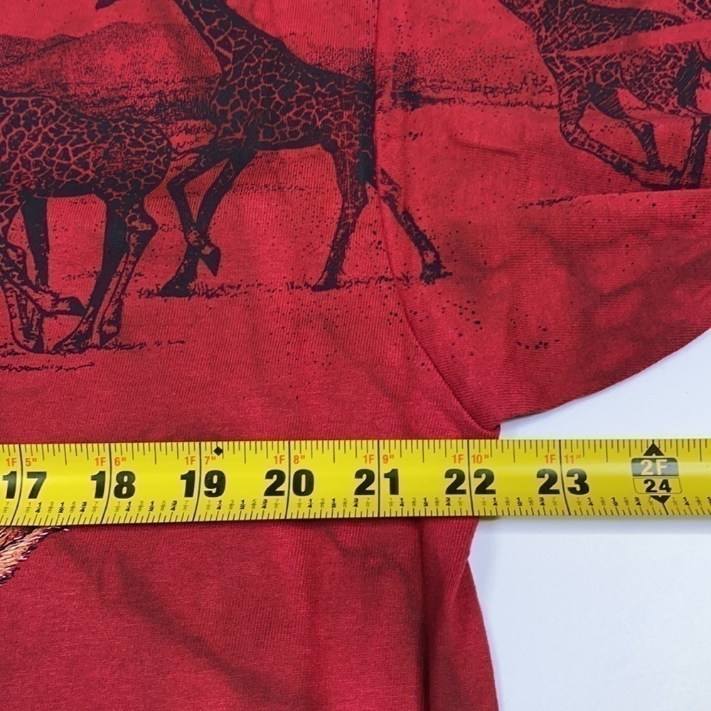 Vintage Anvil Giraffe Red Graphic Print Tshirt XL - Picture 4 of 10